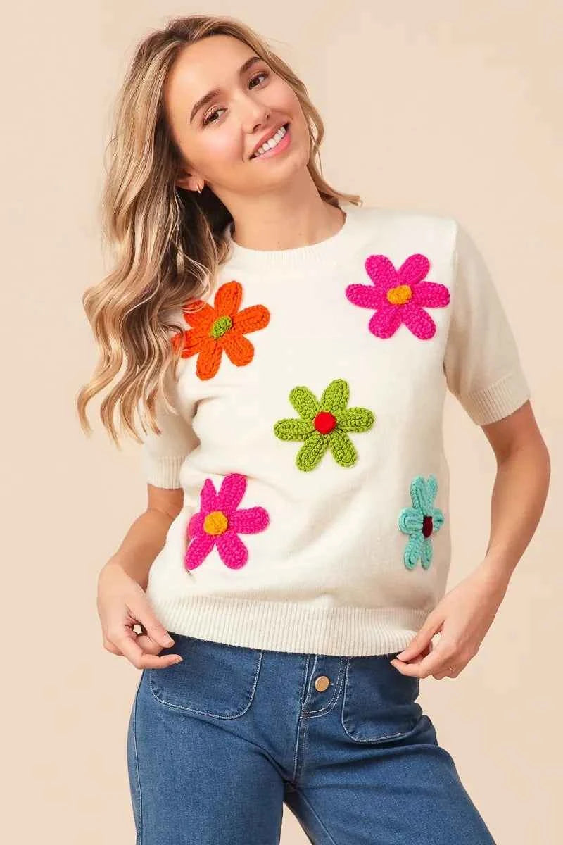 BiBi Crochet Flower Patch Sweater Top 2191a3072ce64c6da255d24acbb96673-Max-Origin