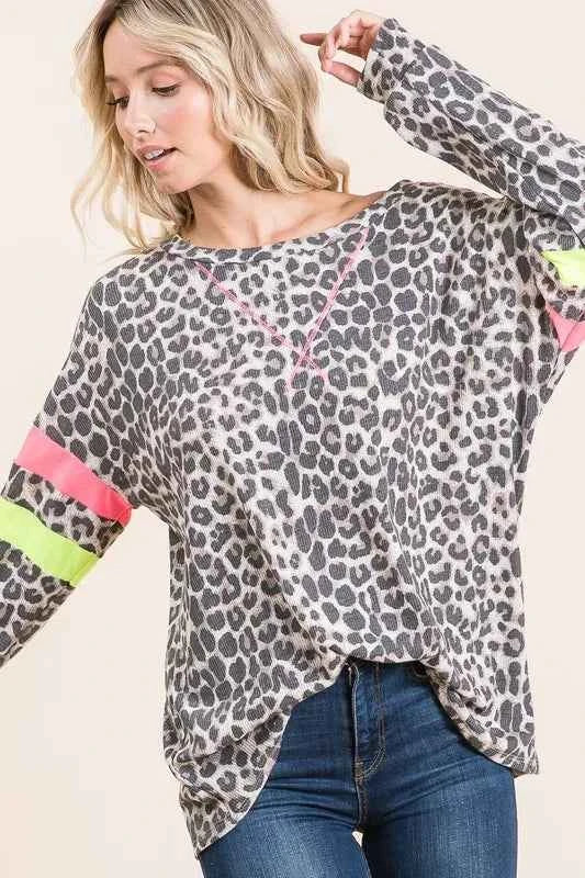 BiBi Leopard Thermal Top with Contrast Color Block 21be356849914cb2bd183bbeb05e65df-Max-Origin