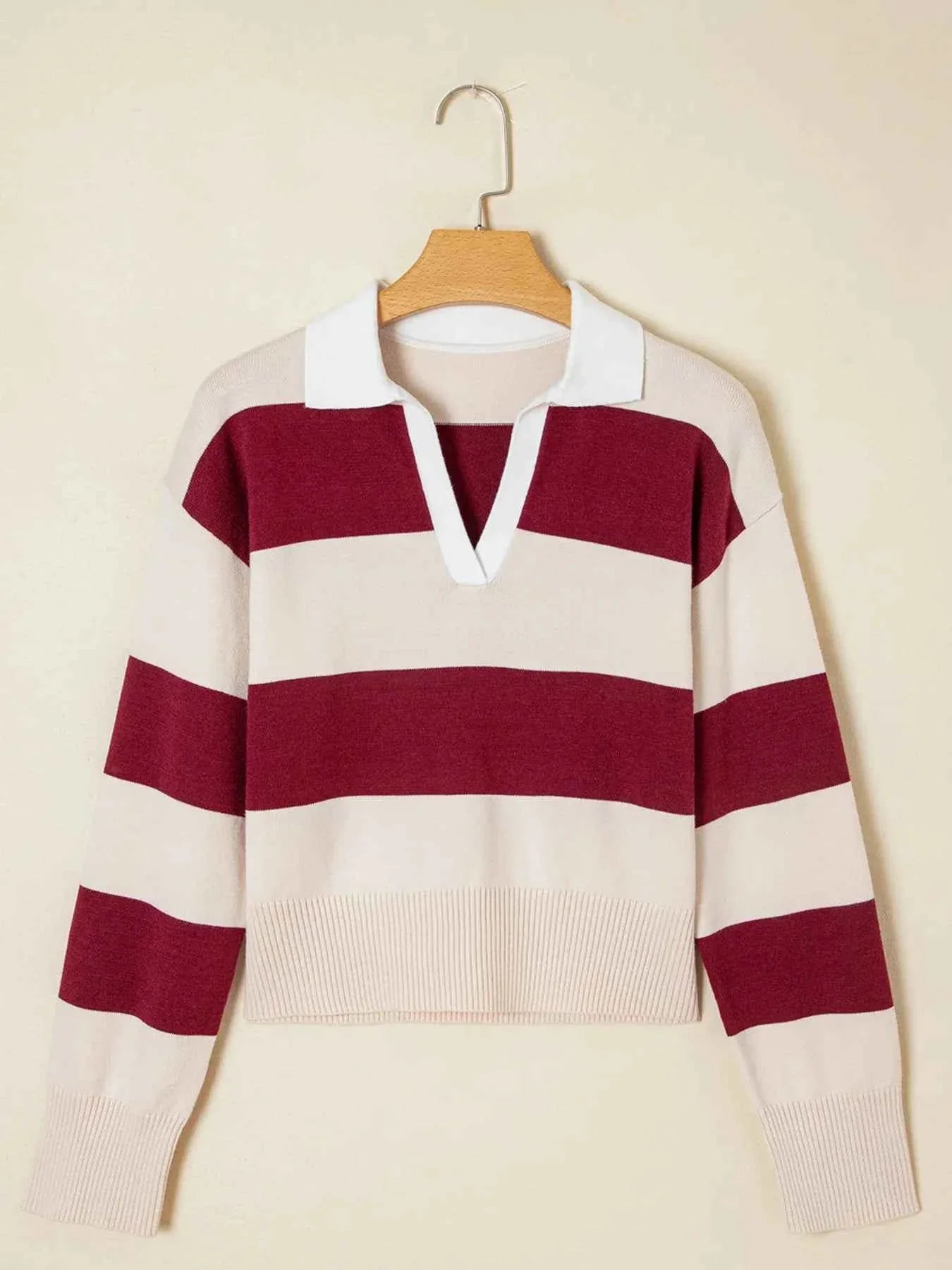 Color Block Long Sleeve Knit Top 21c8c7f498a8427c9d8ce00747fc78c3-Max-Origin