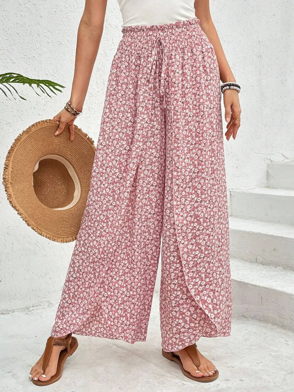 Tied Printed Wide Leg Pants Blush Pink 21db8478-00b4-4bd6-b2bf-70ff5bb756b5-Max