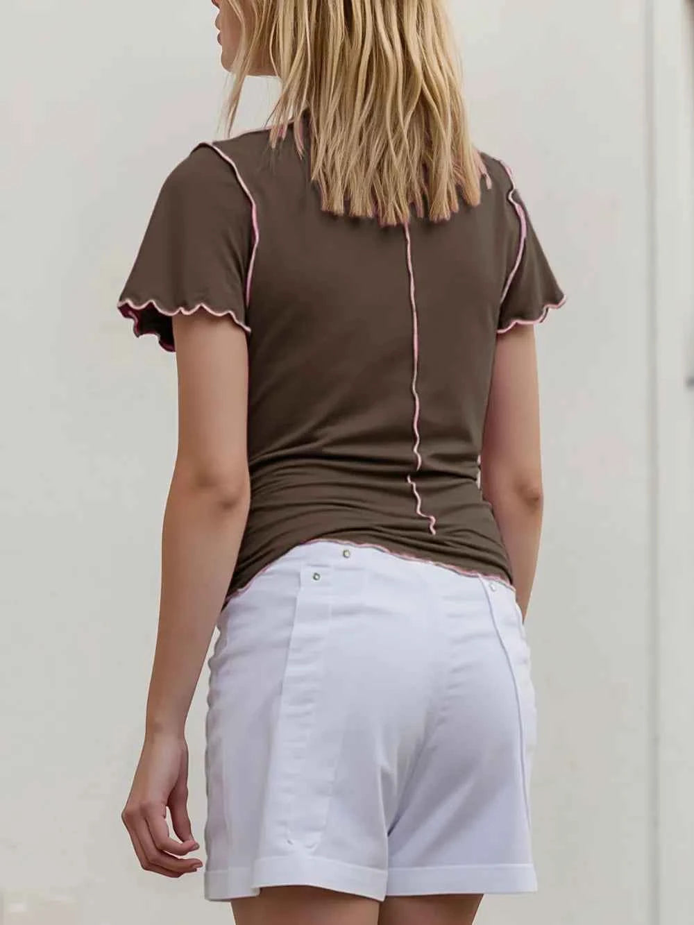 Basic Bae Contrast Trim Mock Neck Short Sleeve T-Shirt 21e76b98-7758-4107-86fa-3375ee2778f9-Max