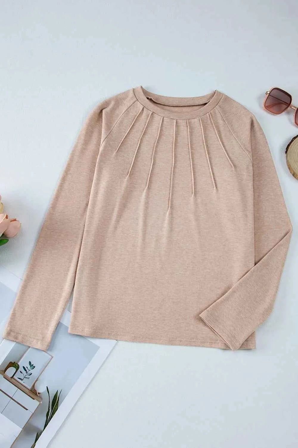 Texture Round Neck Long Sleeve T-Shirt 22113622-04bd-433c-8434-3a8542ef3fbf-Max-Origin