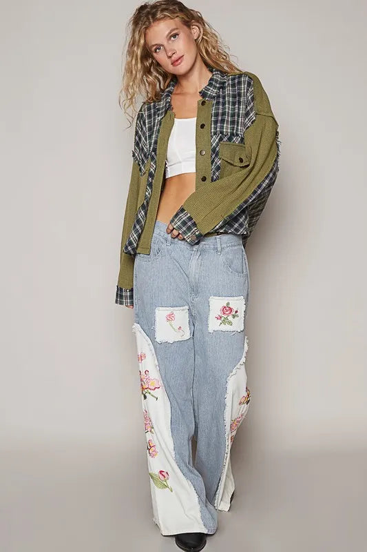 POL Plaid Button Down Shirt with Chest Pockets 22148b7b-0d69-48bb-9fdf-7c6b2a2c4f79-Max