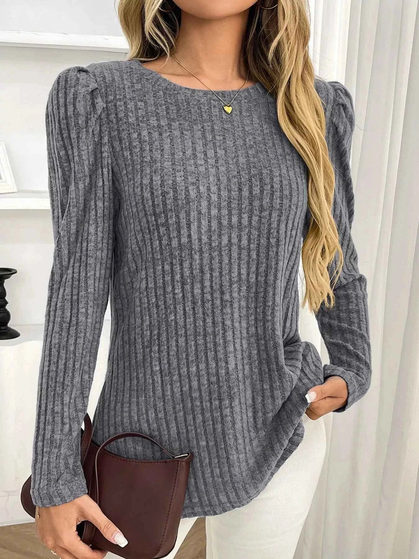 Round Neck Puff Sleeve T-Shirt 22508ad2-1413-44cc-bbe4-9c8cf236ee88-Max-Origin