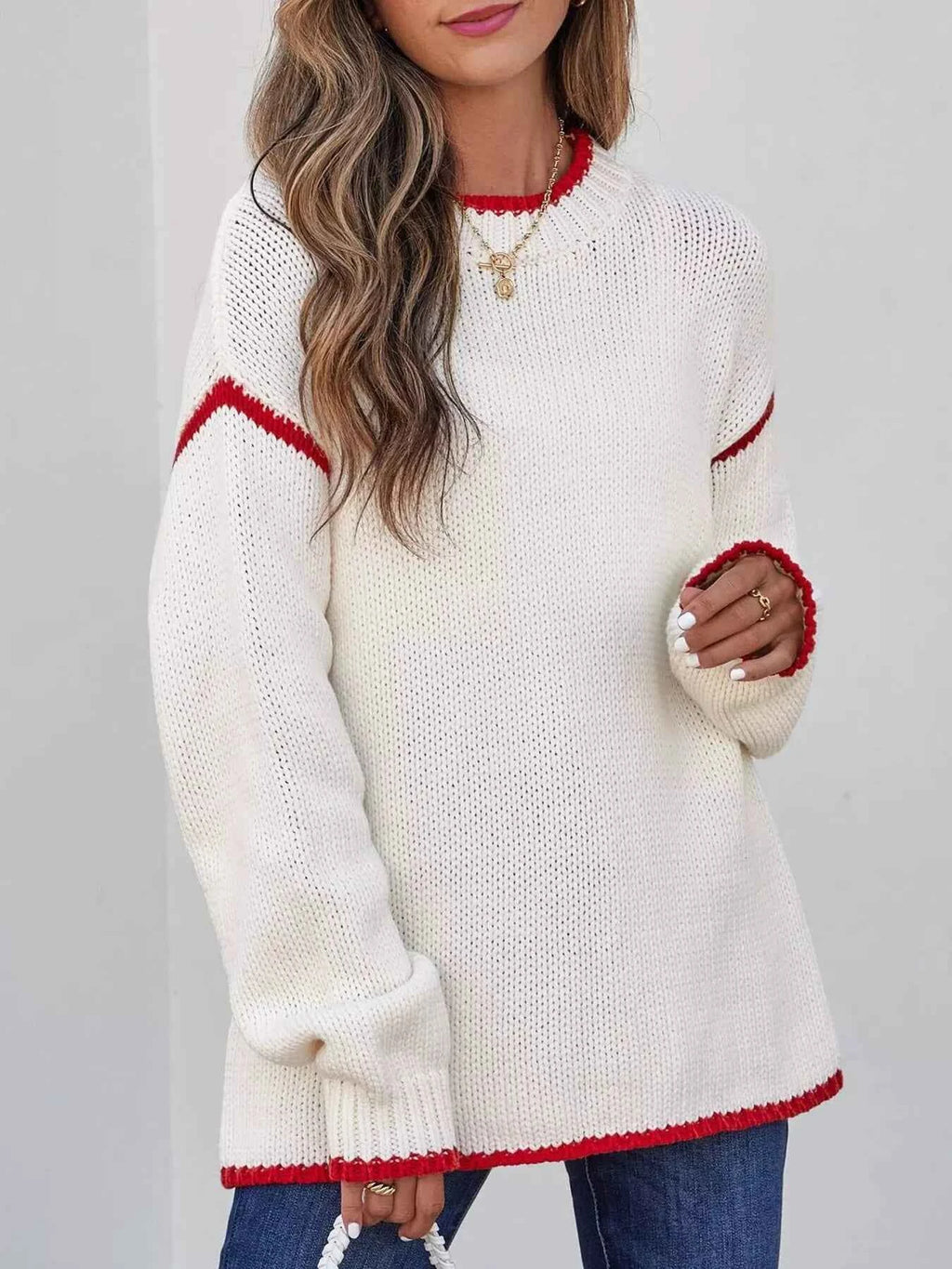Contrast Trim Long Sleeve Sweater 22722846aab043818af14acfb287c129-Max-Origin