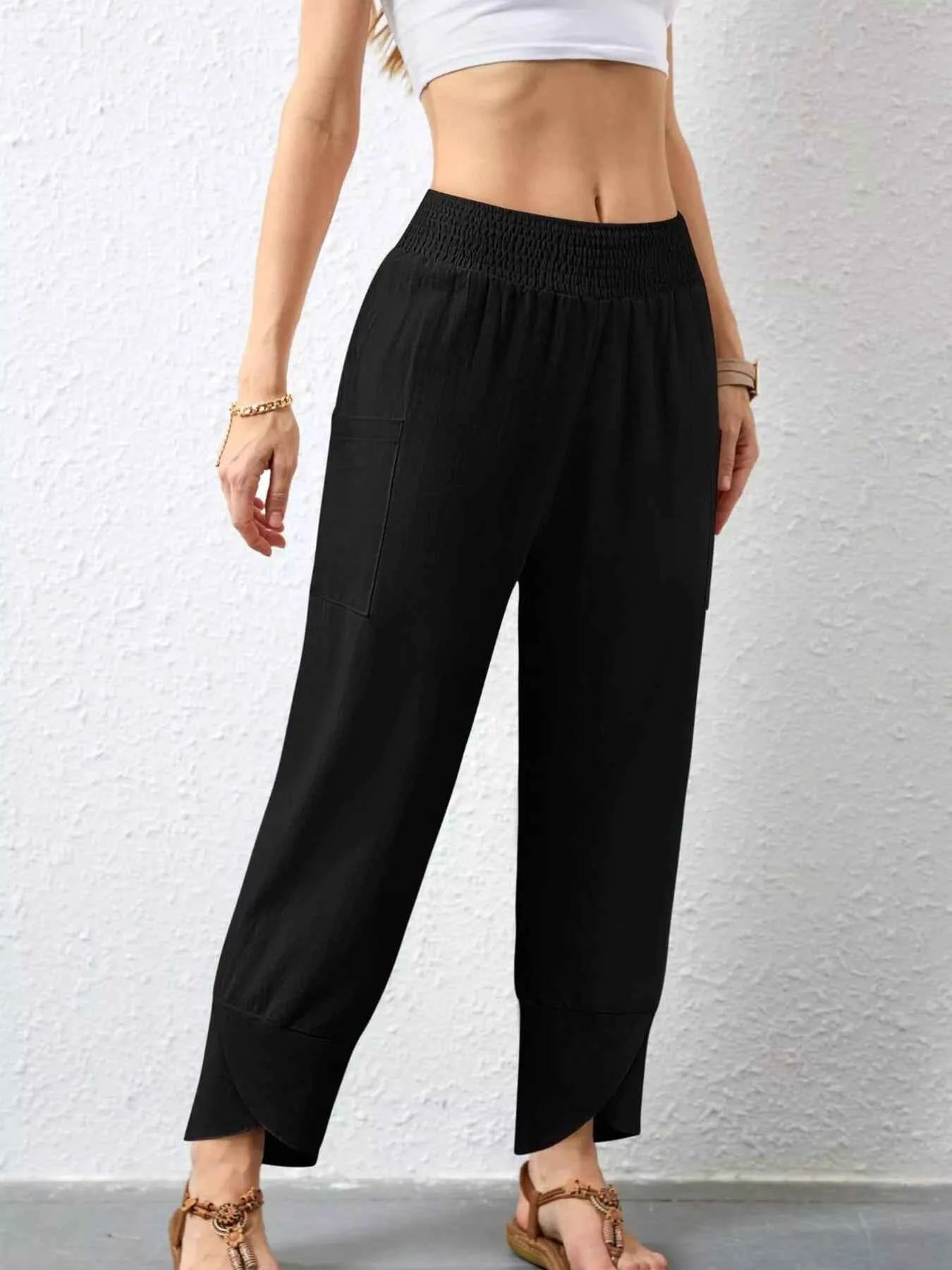 Elastic Waist Pants Black 227a285f34ef41a190c8e2a6889b44a9-Max-Origin