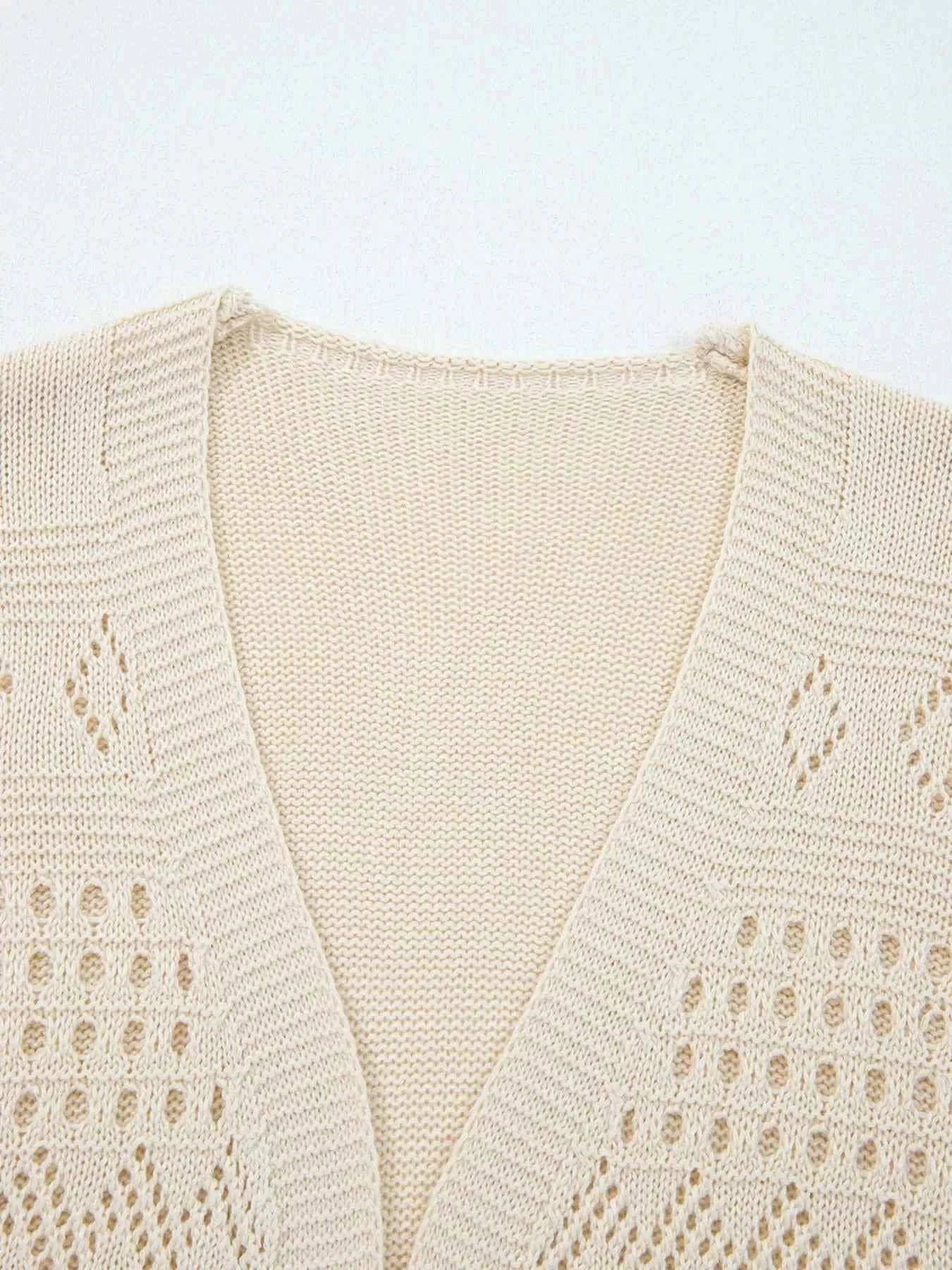 Hollowed Knit Open Front Cardigan 229343c1872b4f56bfc55ad70e76bd1f-Max-Origin