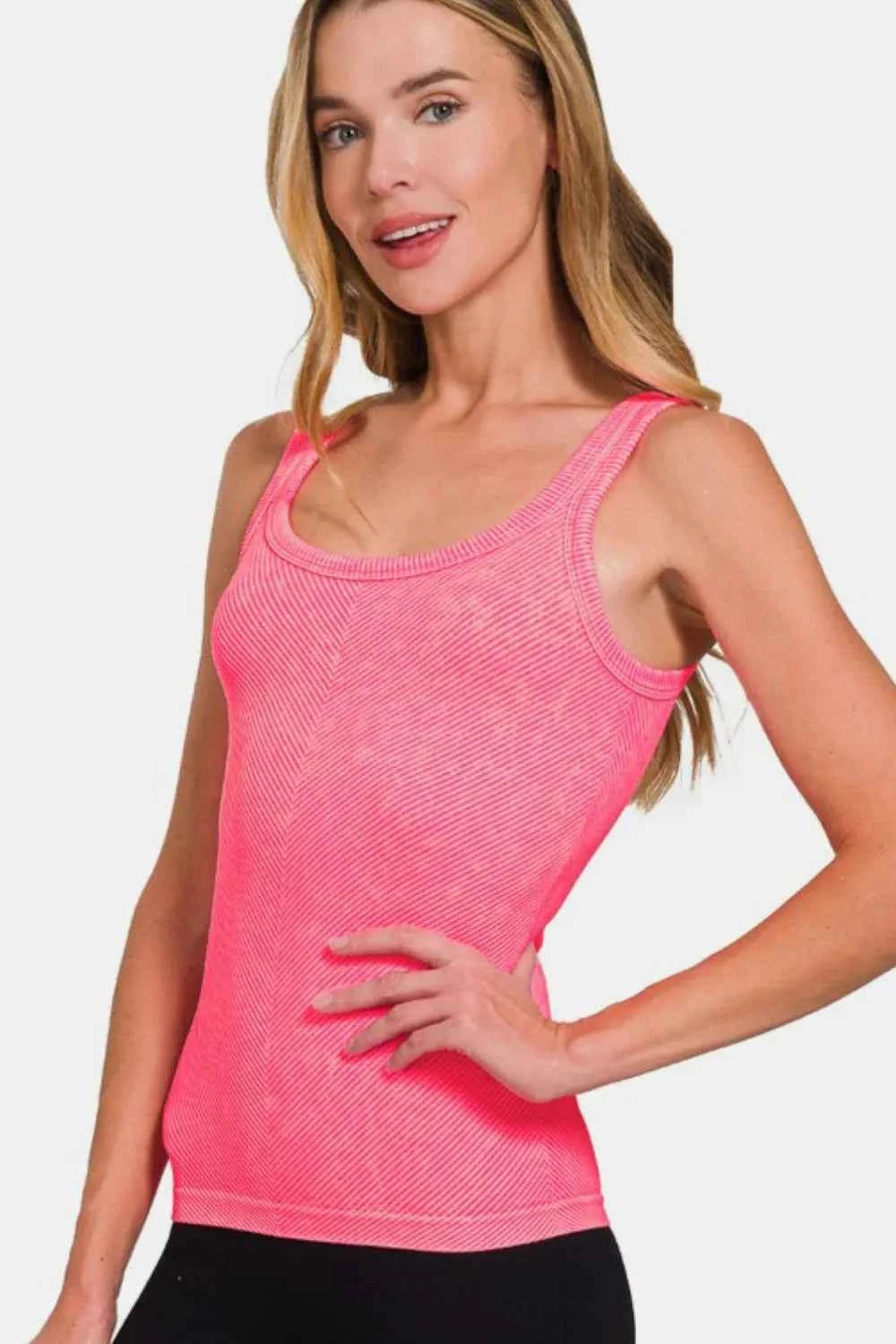 Zenana Ribbed Scoop Neck Tank N Coral Fuchsia 22cc4e4f-8f0d-46c4-9f69-c030e3910696-Max