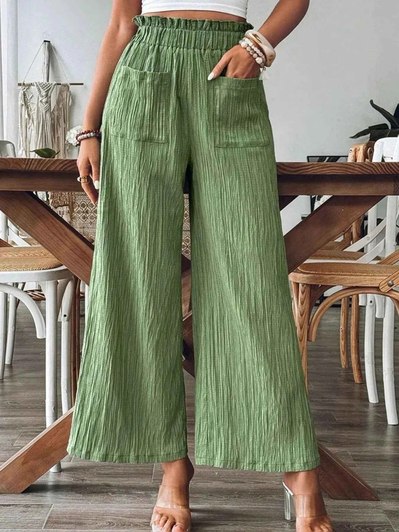 Textured Wide-Leg Pants Matcha Green 22f3ee72-c5c3-4058-b67c-c03defac3a0c-Max-Origin