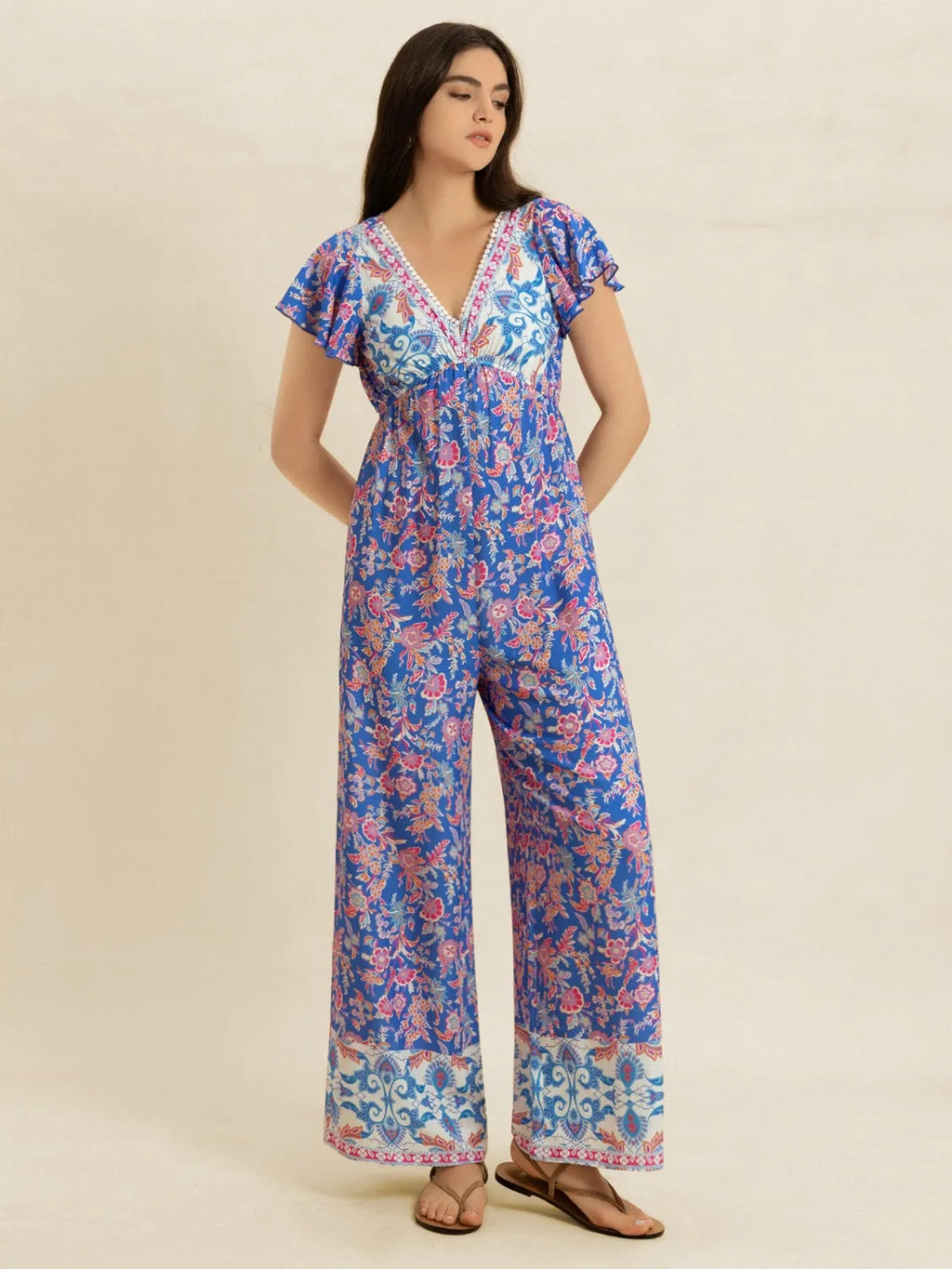 Printed V-Neck Wide Leg Jumpsuit Blue Purple 23020e29-f53b-4b1e-88ad-ed65a369d826-Max-Origin