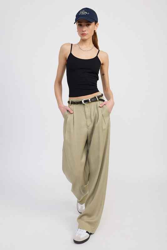 HIGH WAIST WIDE LEG TROUSERS WITH FRONT PLEATS WASHED TAN 23203100_3978ad95-4c23-4e3e-aa87-38cd6164761a