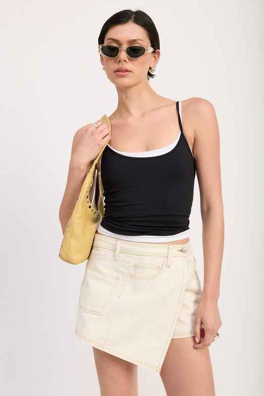 ASYMMETRICAL FOLD OVER DENIM SKORT 23474281_2004f9f6-ee10-4845-97b5-728e01e9b91c