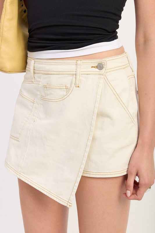 ASYMMETRICAL FOLD OVER DENIM SKORT 23474281_35098195-6165-4152-893a-5ae559a50f2b