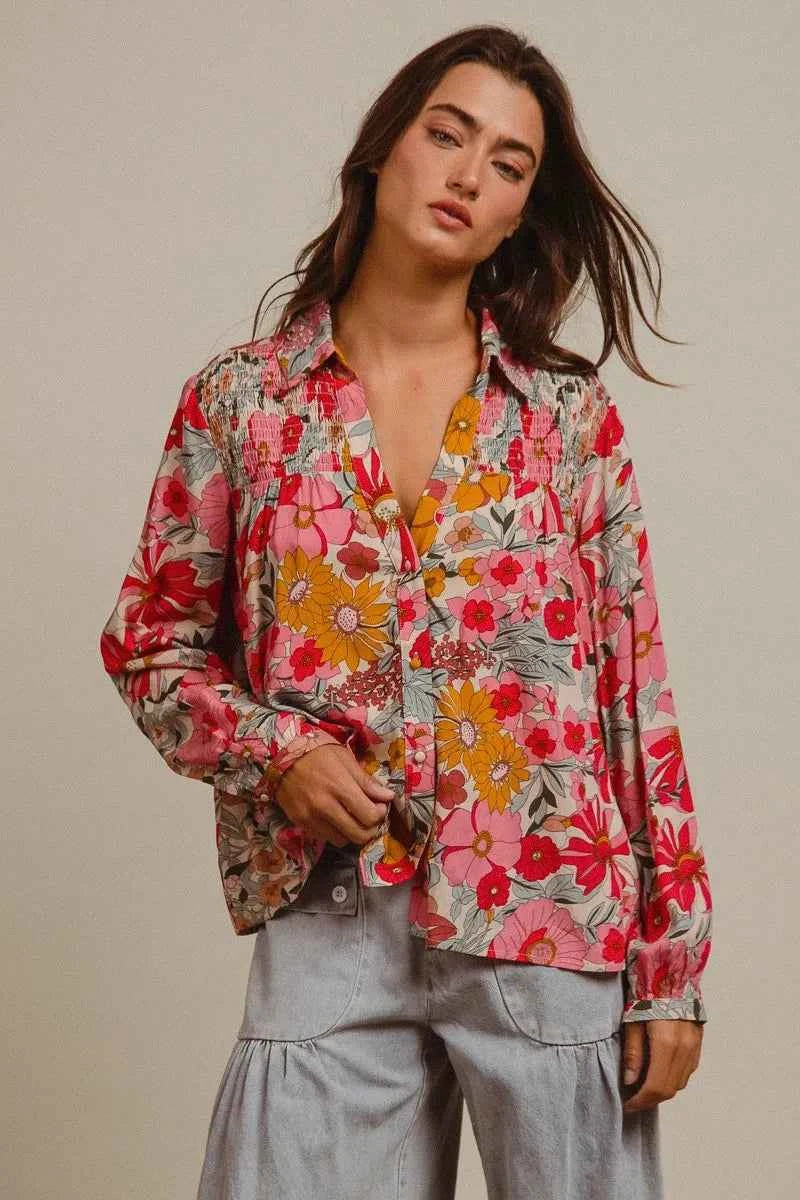 BiBi Woven Floral Printed Shirt Top 238f8fd31a3e48bdb4895f8f7003d88f-Max-Origin