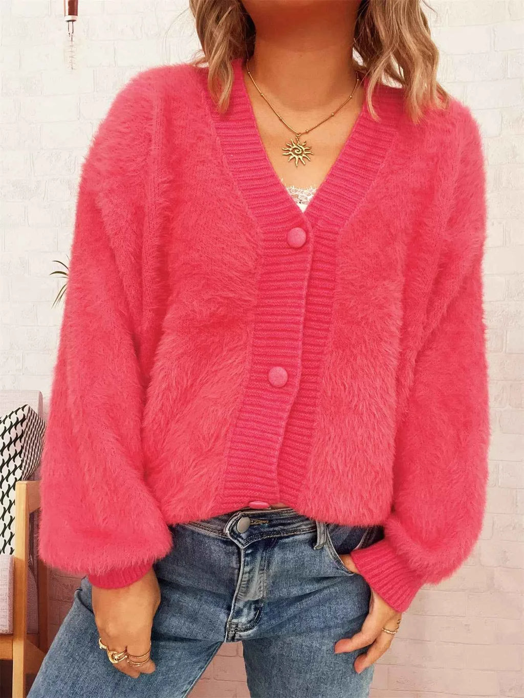 Fuzzy Button-Up Long Sleeve Cardigan 23ac55de14a54f998798c6bf2a7d8cea-Max-Origin