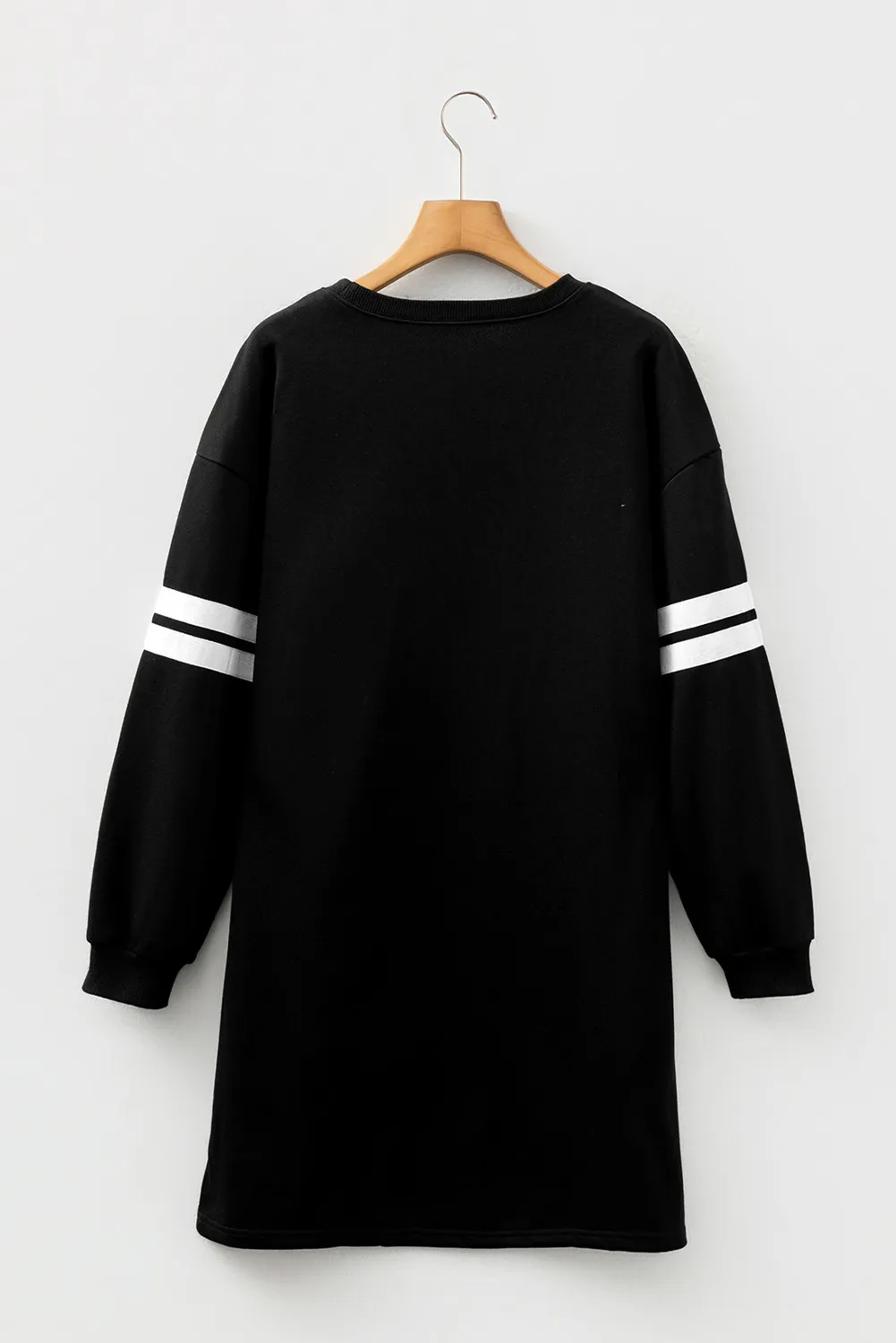 Black Christmas Nutcracker Sequins Patch Varsity Striped Sleeve Sweatshirt Dress 23c3c530f1dff1c7