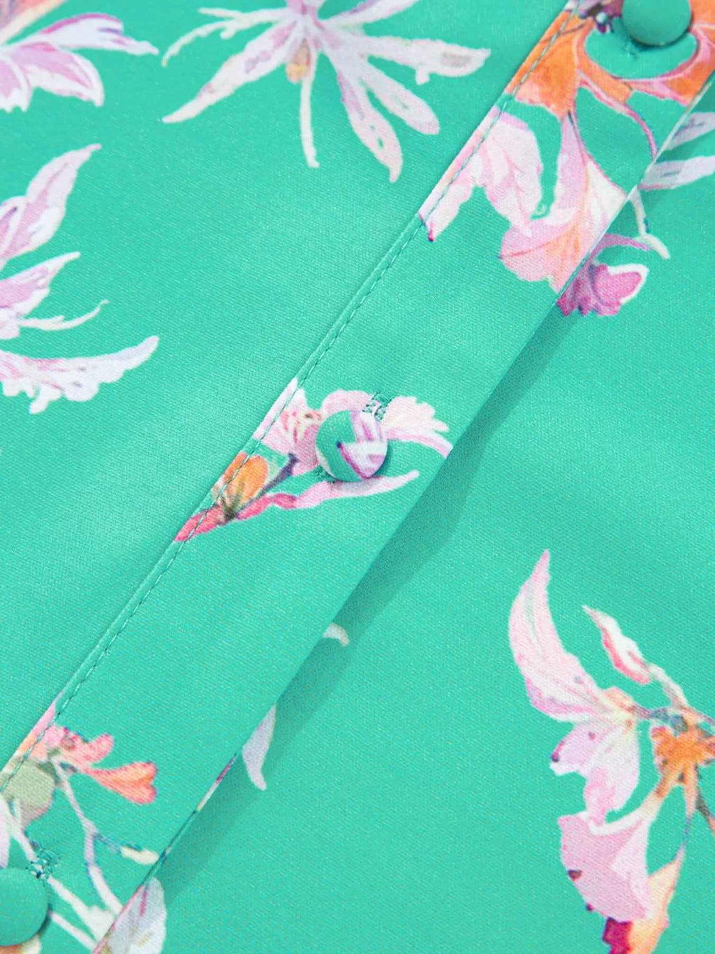 Floral Lantern Sleeve Button Front Shirt 23e0c0d03de3415e99e26276aecaf877-Max-Origin