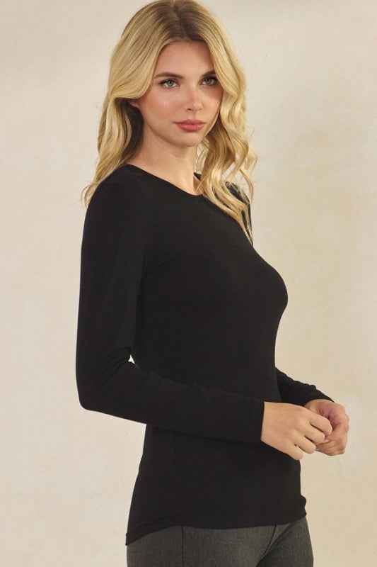 Pure Comfort Viscose Ribbed Long Sleeve Top