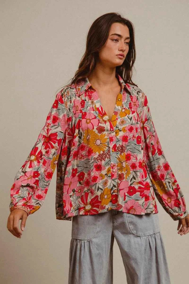 BiBi Woven Floral Printed Shirt Top 241210c3817b4aa991bea27fa944f02e-Max-Origin