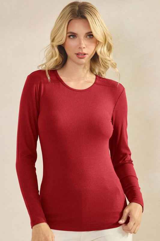 Pure Comfort Viscose Ribbed Long Sleeve Top