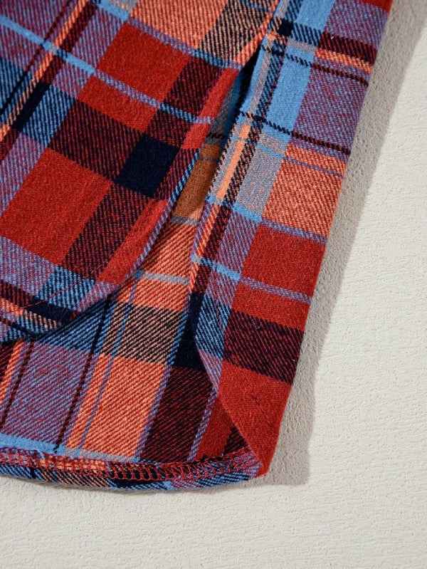 cotton Boho Red Mint Plaid Button Shirt Shacket 24159830_c852b3bc-b062-4fcb-8e12-6682d3ffbc5d