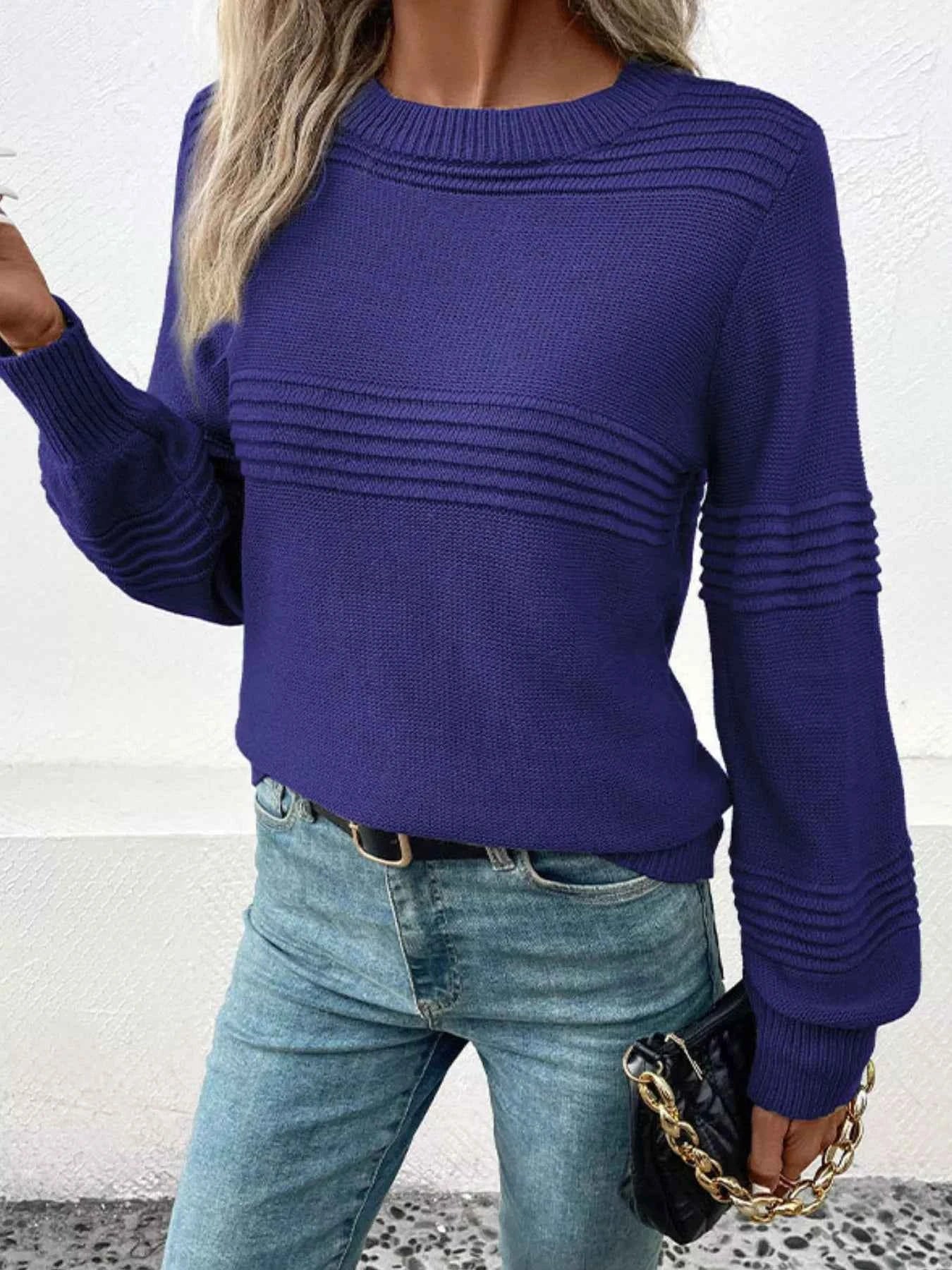 Round Neck Long Sleeve Sweater 24160d8a-6367-48e3-bbc8-62fe6779cce3-Max-Origin