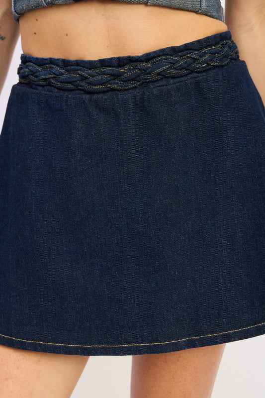 DENIM SKORT WITH ELASTIC WAISTBAND 24174714_44c73475-88e6-4795-935d-1539fe90a9d7