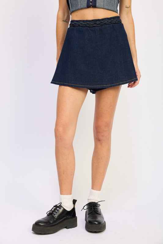 DENIM SKORT WITH ELASTIC WAISTBAND 24174714_83a5c799-5630-4680-a5f7-d1f21836514d