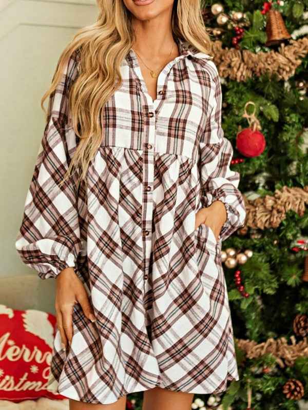 Boho Plaid Cotton Mix Button Down Dress 24175734_d9aa8f36-4174-49e9-a214-40adc0596780