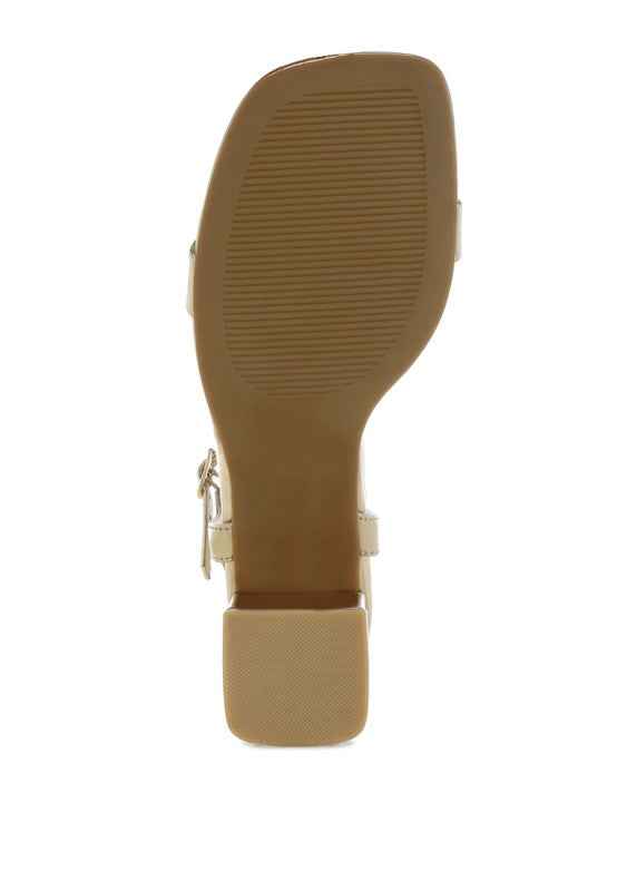 Kazara Metallic Faux Leather Block Heels 24193d52-5a77-4f6e-b123-c308bd68432a