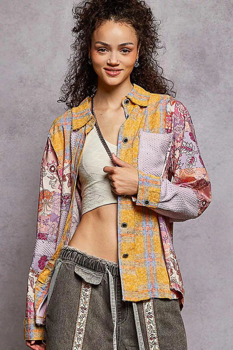 POL Printed Button Down Long Sleeve Exposed Seam Shirt 241b7e5e-64dd-436a-91b6-614a16ef7118-Max-Origin