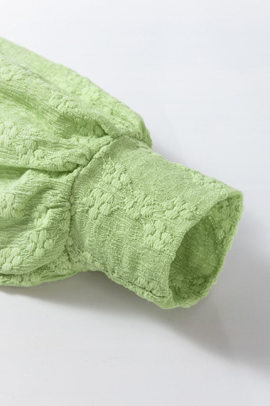 Solid Color Textured Side Split Crew Neck Blouse 24264704_db7dc235-443a-4713-ac9b-84514184b867