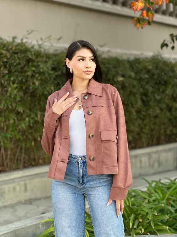 Suede Button Up Solid with Pockets Cropped Jacket 24563196_6fe27f2f-0841-4a21-93f3-a52d10903a4e