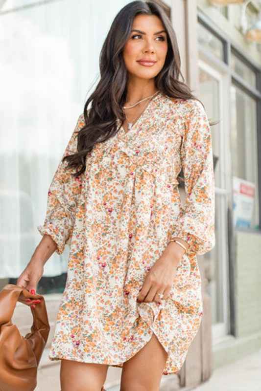 Boho V Neck Empire Waist Long Sleeve Mini Dress 24671823_8245b02a-c24f-41b3-b043-399eab2e8490