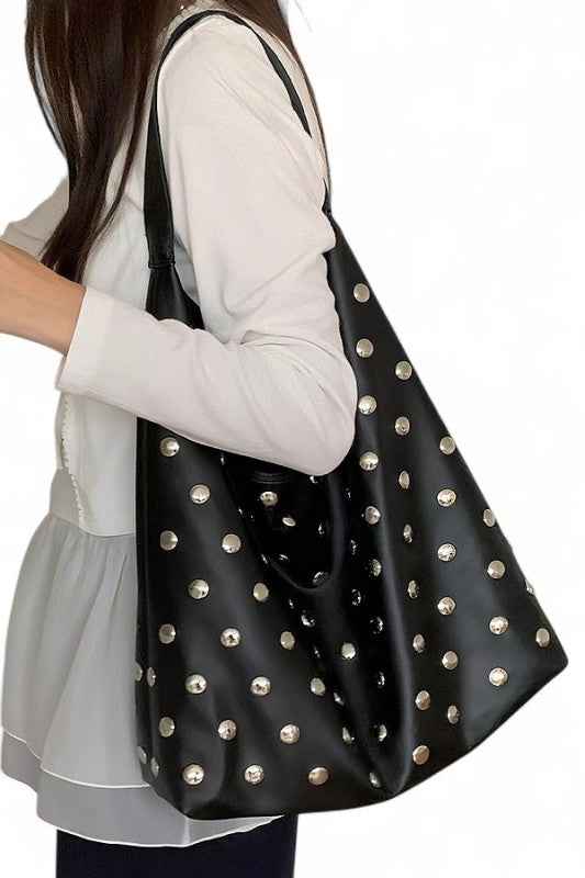 Shiny Studs Oversize Hobo Bag