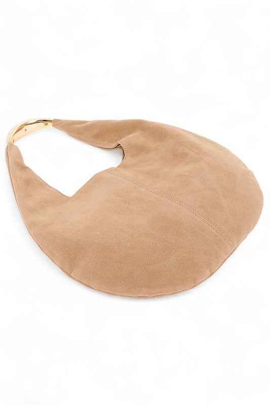 Faux Suede Structured Hobo Bag
