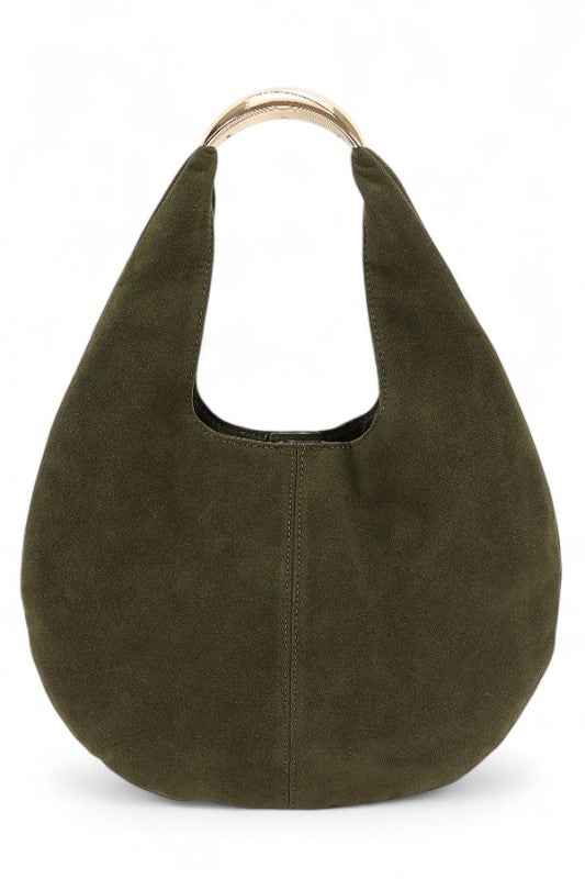 Faux Suede Structured Hobo Bag