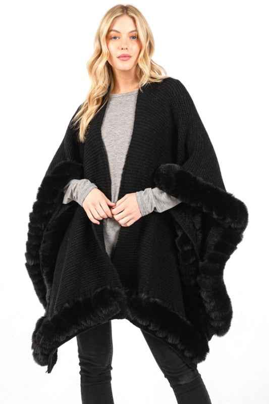 Faux Fur Trim Winter Cape Cardigan Black O S 24773030_a392b1b4-0689-466d-b997-f98211e0c709