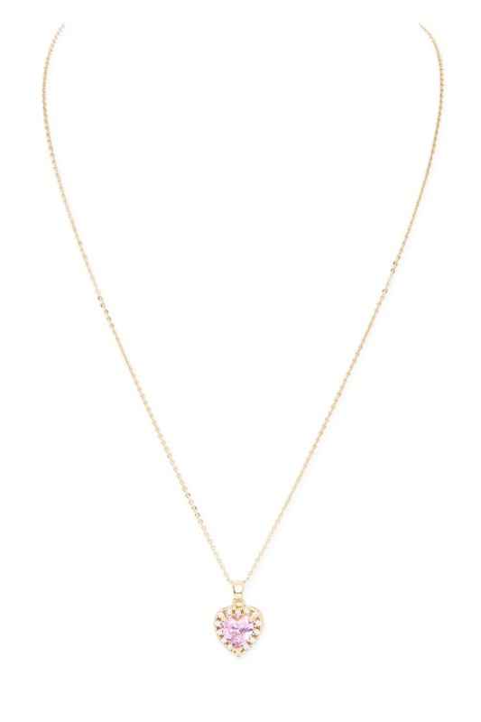 Cubic Zirconia Pink Heart Pendant Necklace 24776450_c69ca78b-f4a5-4b70-b23f-fe825c7503b3