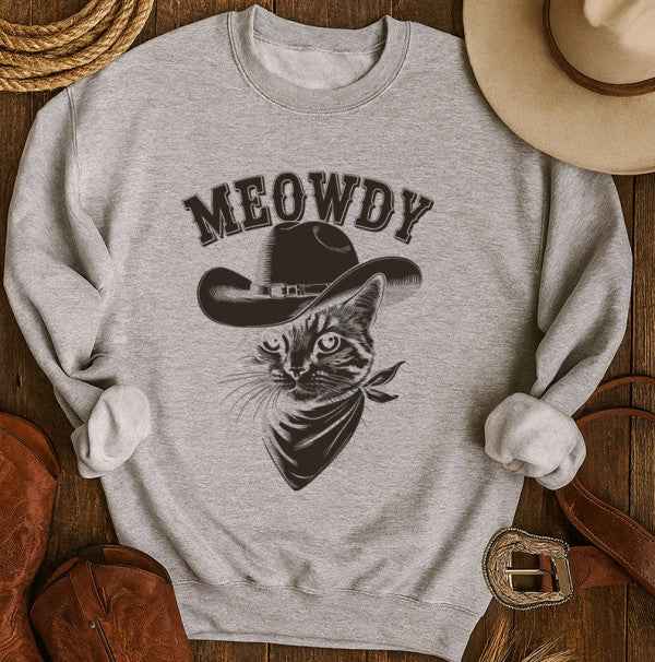 MEOWDY Western Cat Graphic Sweatshirt ASH 24803378_739d4761-366d-4fde-91d9-51847541fd85