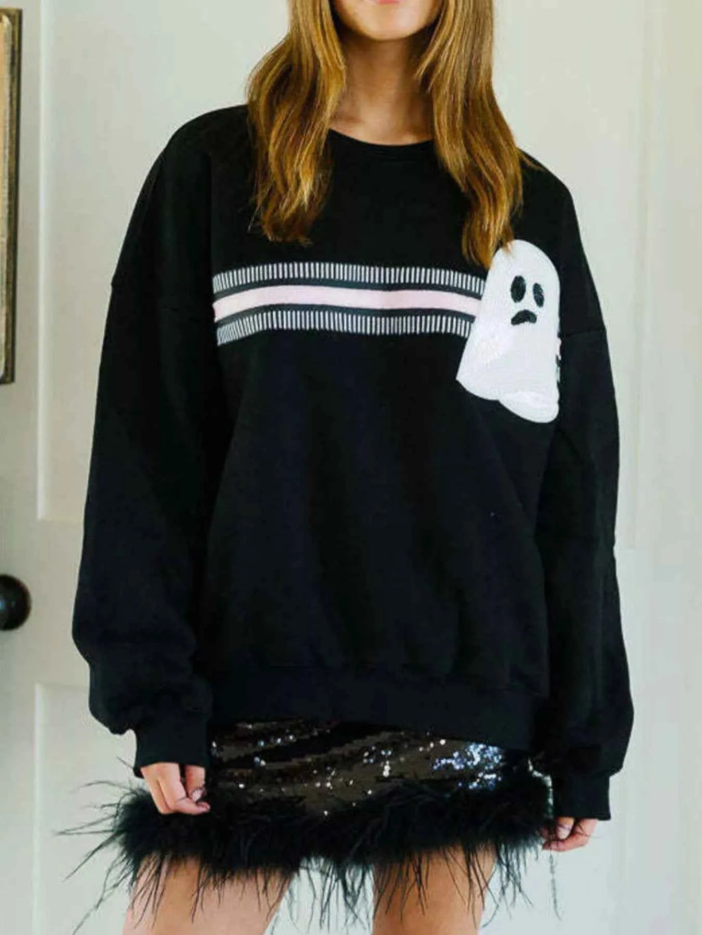 Halloween Sequin Round Neck Sweatshirt 24825455-698f-402d-907e-a2dbf681fe96-Max-Origin