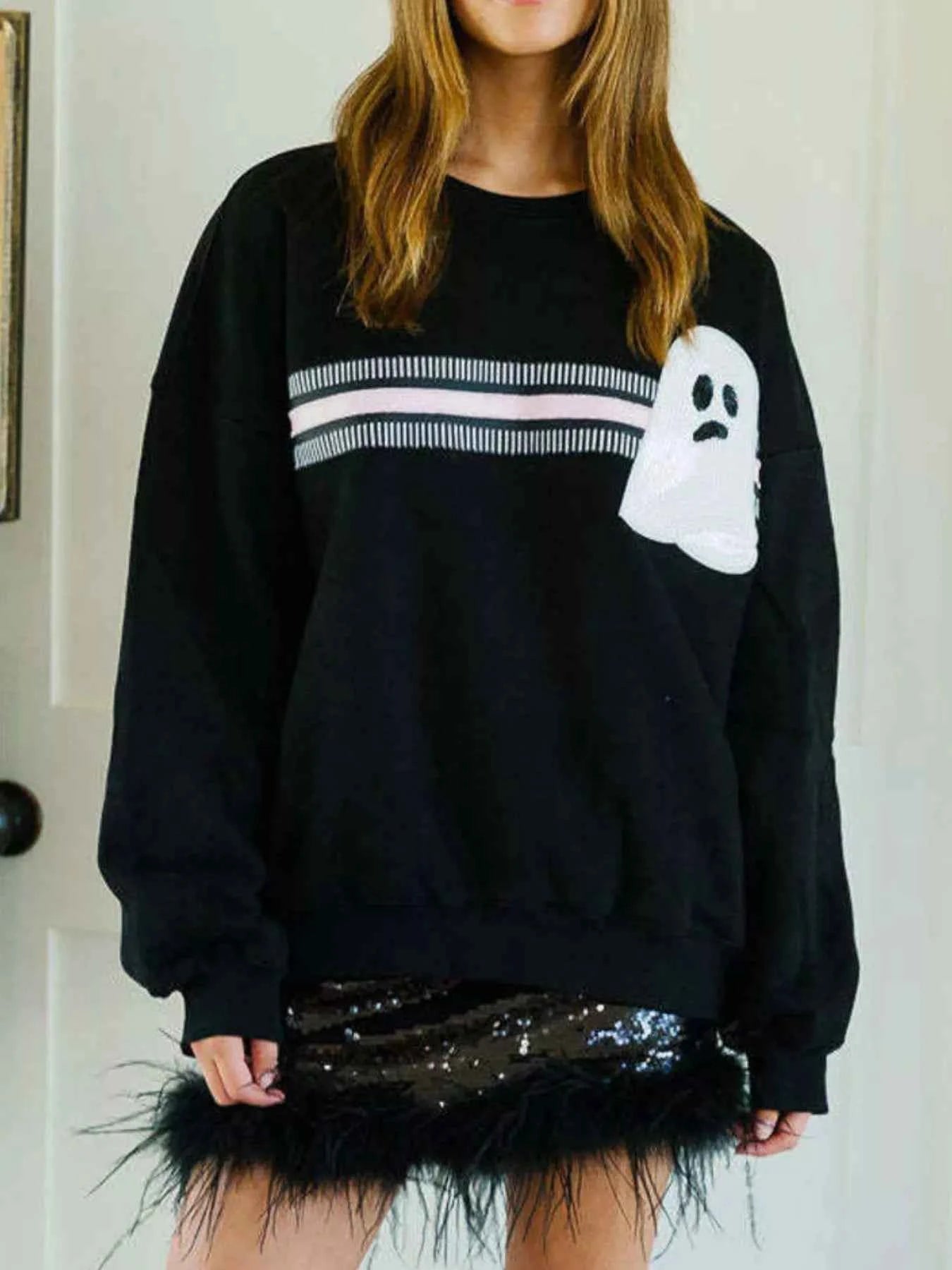 Halloween Sequin Round Neck Sweatshirt 24825455-698f-402d-907e-a2dbf681fe96-Max-Origin