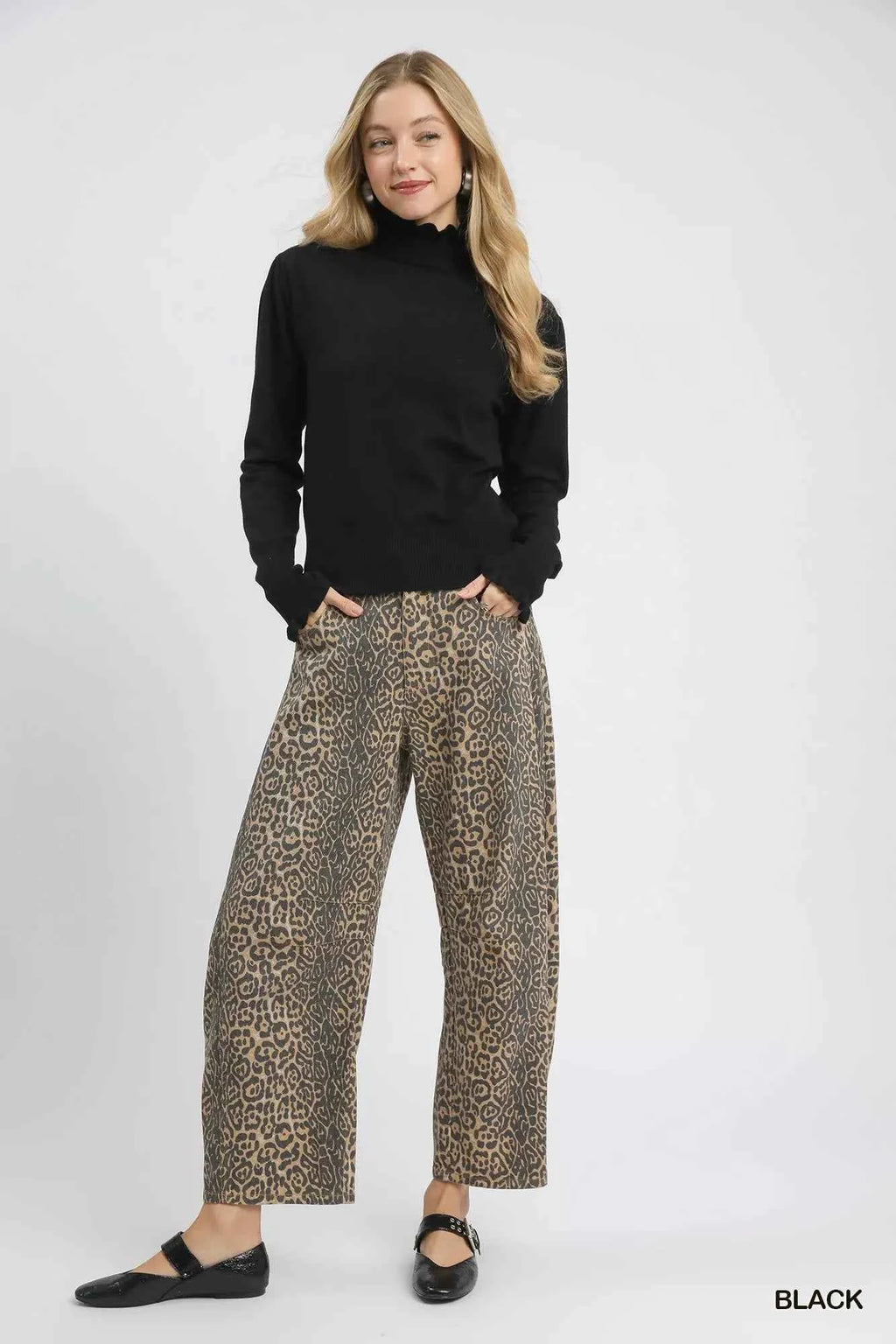 Umgee Ruffle Mock Neck Puff Sleeve Sweater 24850419-f66e-4497-b335-f09e7571e787-Max-Origin