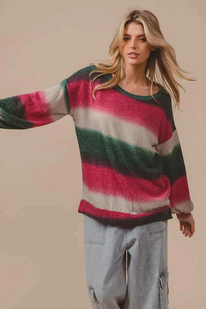 BiBi Striped Gradation Print Knit Top 2492e34c405247af871c888e2d034413-Max-Origin