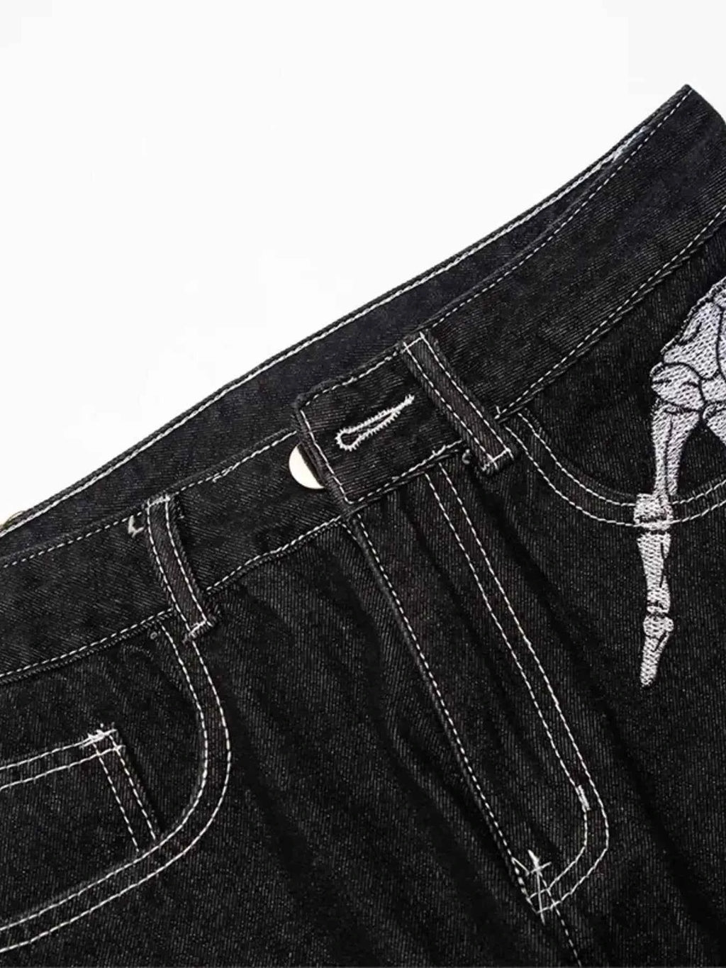 Men's Skeleton Embroidered Straight Leg Jeans 24b25ec8d2b6449eb23955da47994449-Max-Origin
