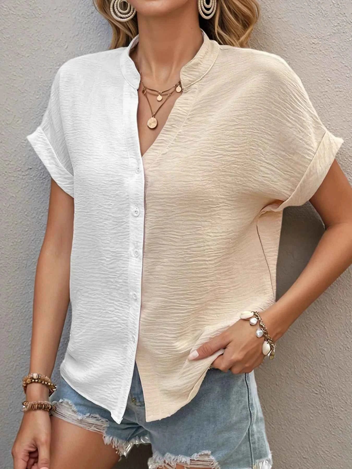 Two-Tone Button Down Shirt 25635d0bbabd46b7990f0d073a3a06f4-Max-Origin