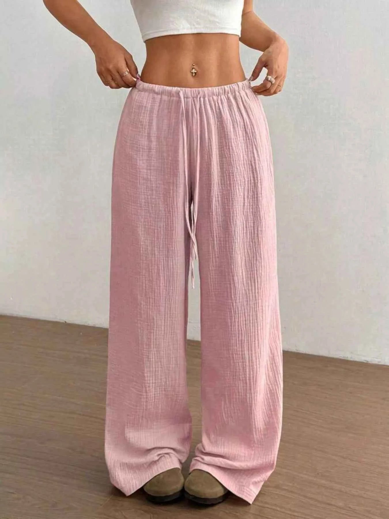 Full Size Drawstring Wide Leg Pants Plus Size Pink 25717ba07c2d4ae48b4e5146930c8d3d-Max-Origin