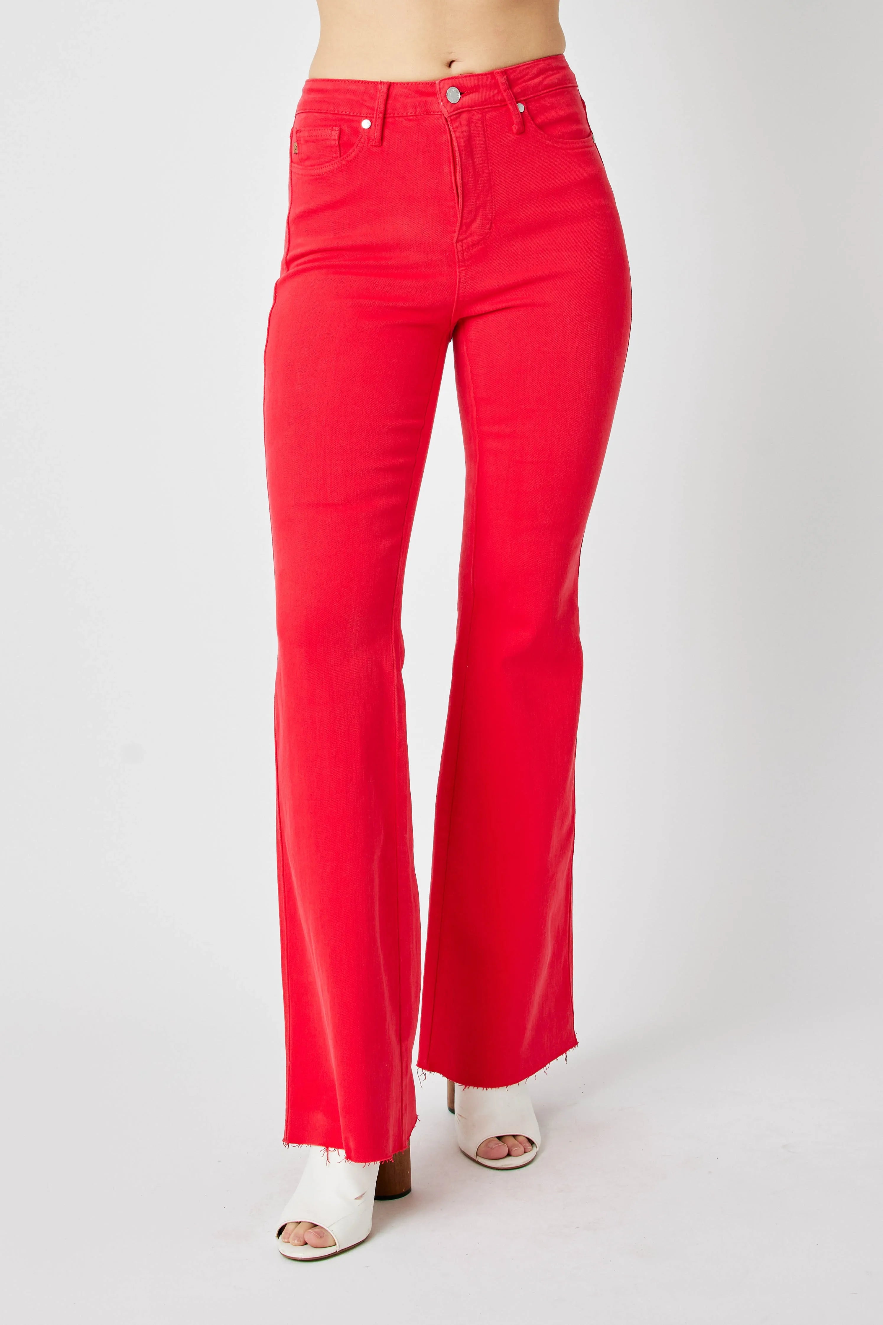 Judy Blue Full Size Hw Tummy Control Garment Dyed Flare Jeans Plus Size RED 2587c5965a074b98897774d3a3061995-Max-Origin