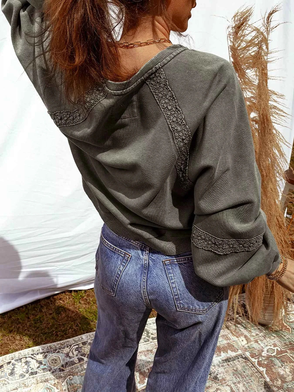 Lace Patchwork Detail Notched Mineral Wash Sweatshirt 26066f96-5f99-4a53-a3ec-92fb63d7227f-Max-Origin