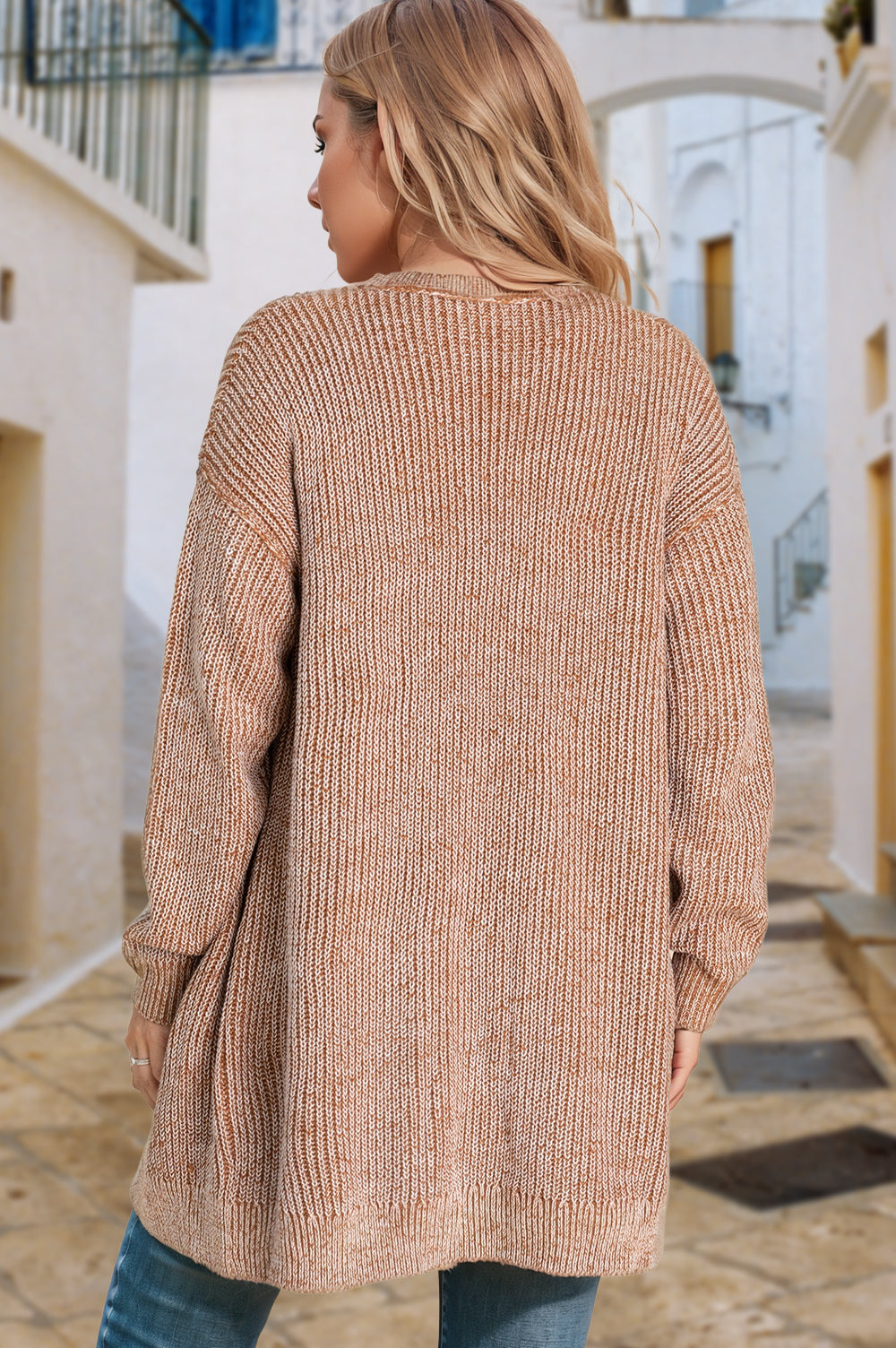 Straw Yellow Open Front Pocket Knit Cardigan 260fc21bb22e1f9d